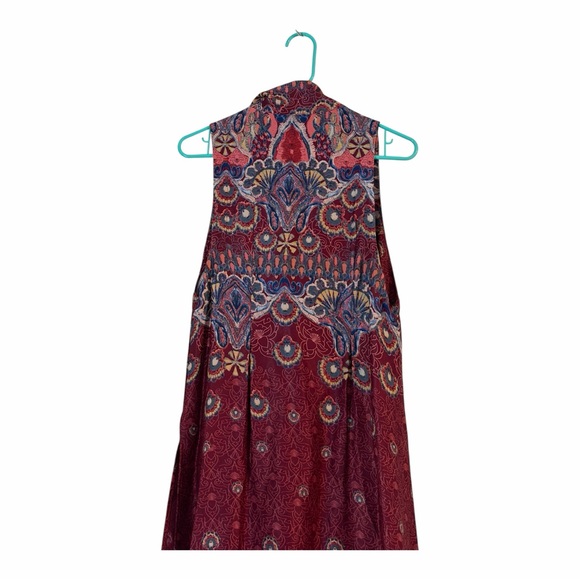 Free People Come See About Me Printed Burgundy Boho Midi Satin Vest Size M - Picture 8 of 9
